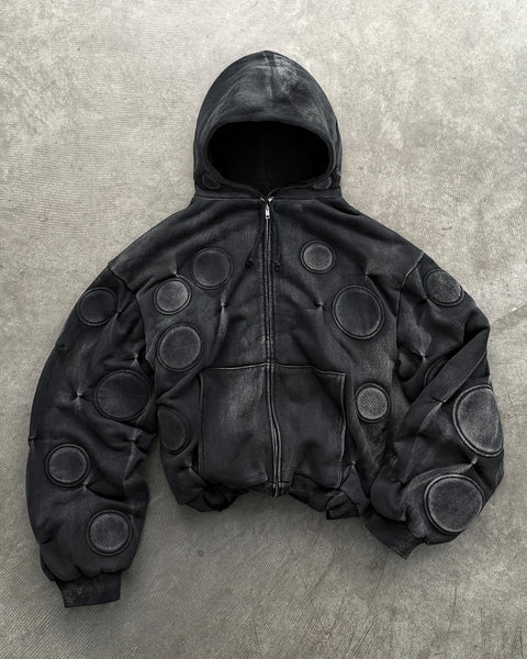 STEALTH BLACK 'OXYGEN' PADDED ZIP-UP HOODIE - BAD SON