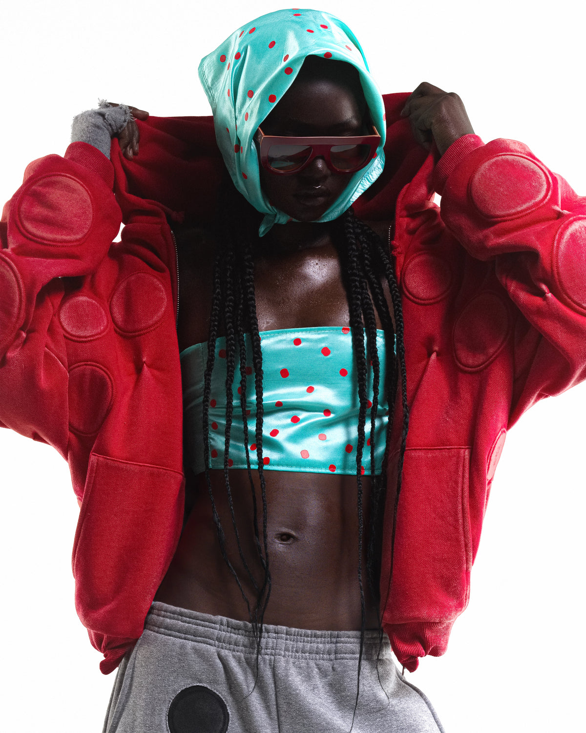 FRUIT PUNCH 'OXYGEN' PADDED ZIP-UP HOODIE