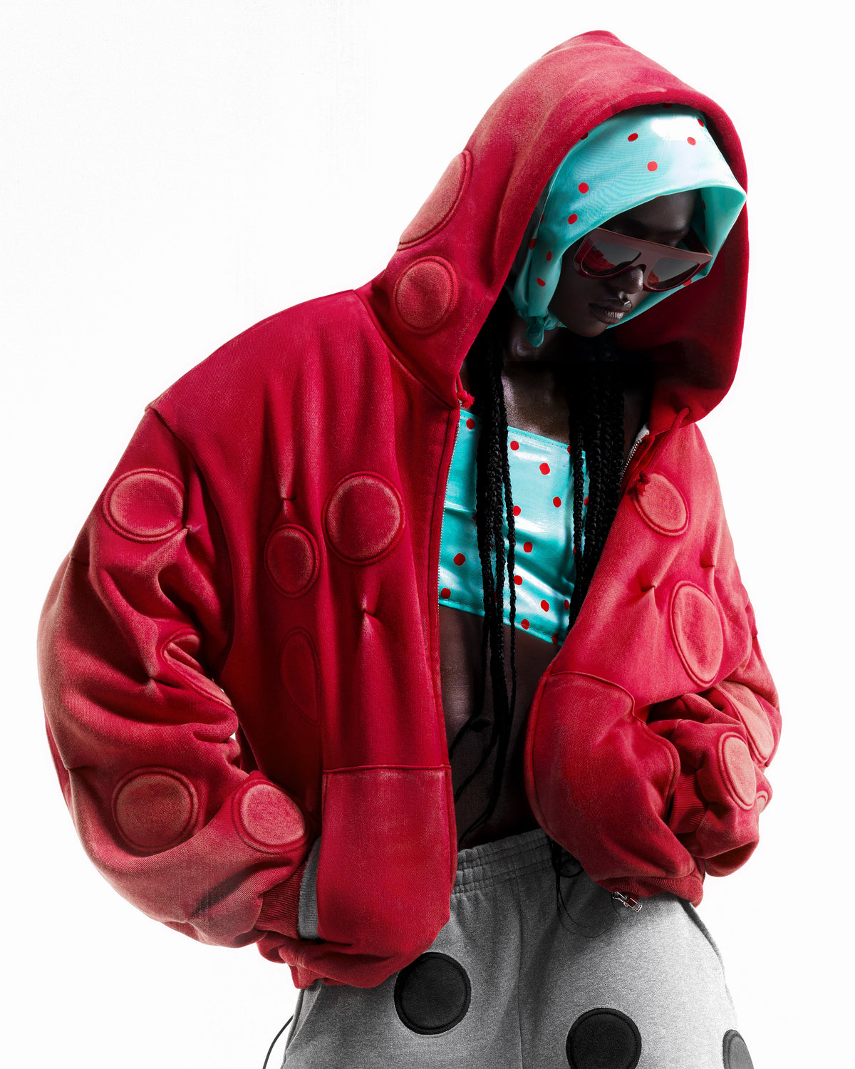 FRUIT PUNCH 'OXYGEN' PADDED ZIP-UP HOODIE