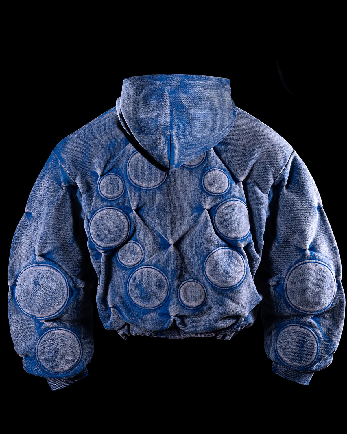 FADED COBALT 'OXYGEN' PADDED ZIP-UP HOODIE - BAD SON