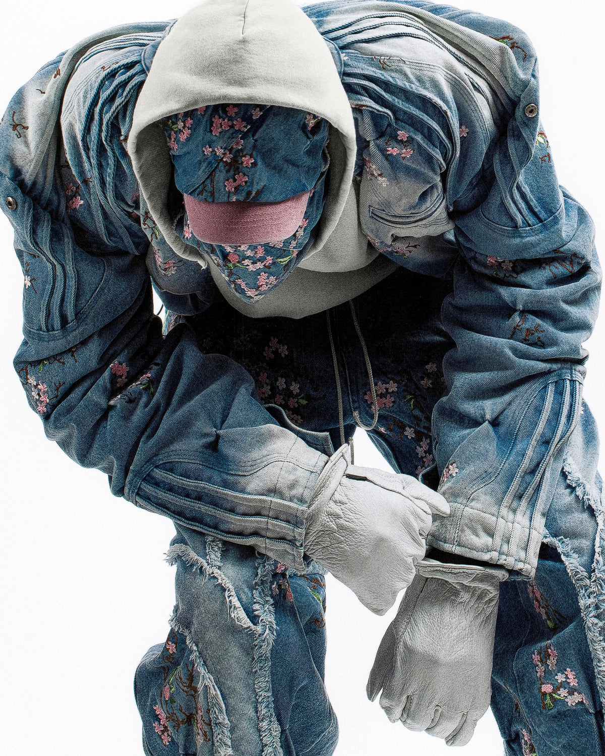 CHERRY BLOSSOM ‘OVERGROWTH’ DENIM RACER JACKET