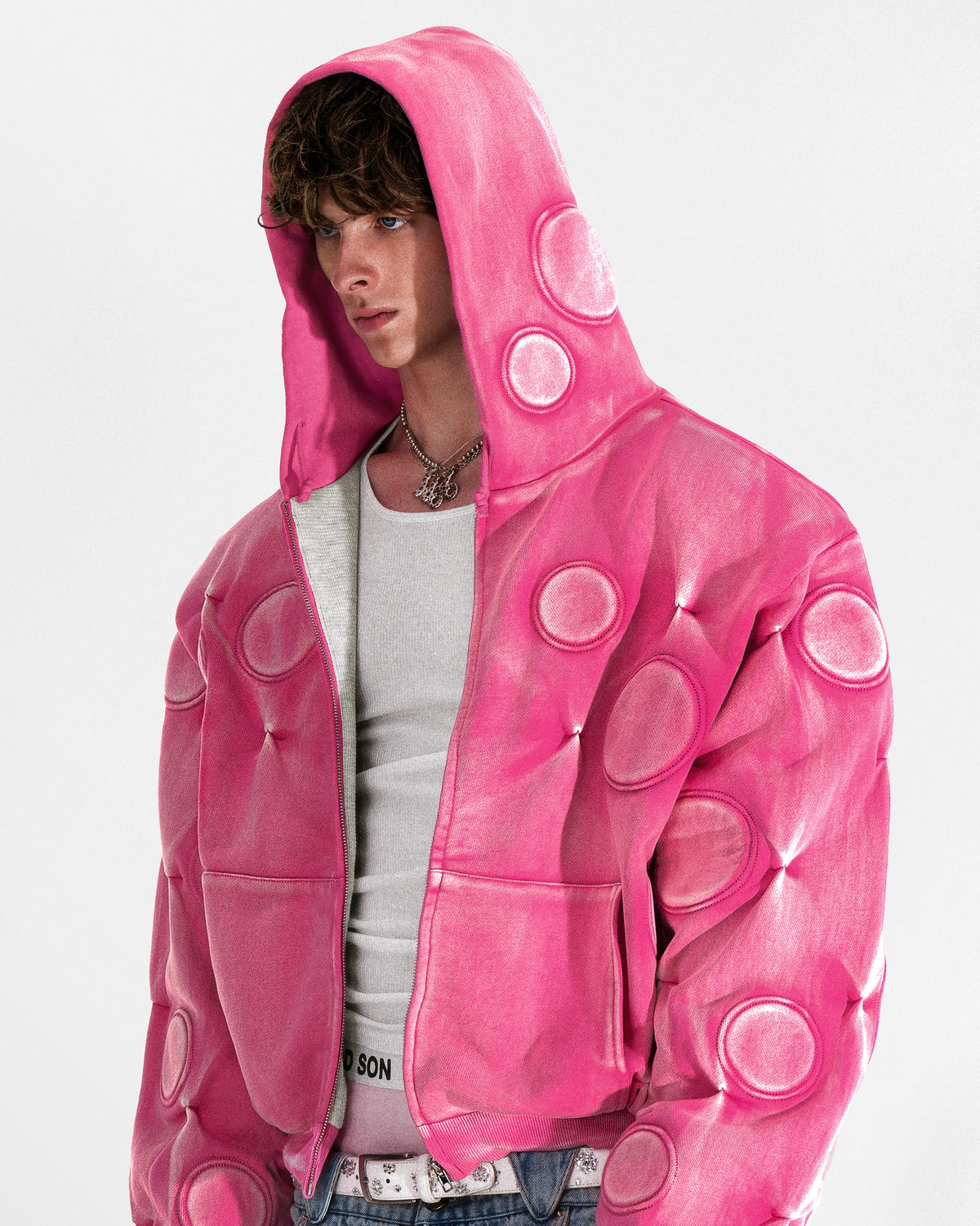 BUBBLEGUM 'OXYGEN' PADDED ZIP-UP HOODIE - BAD SON