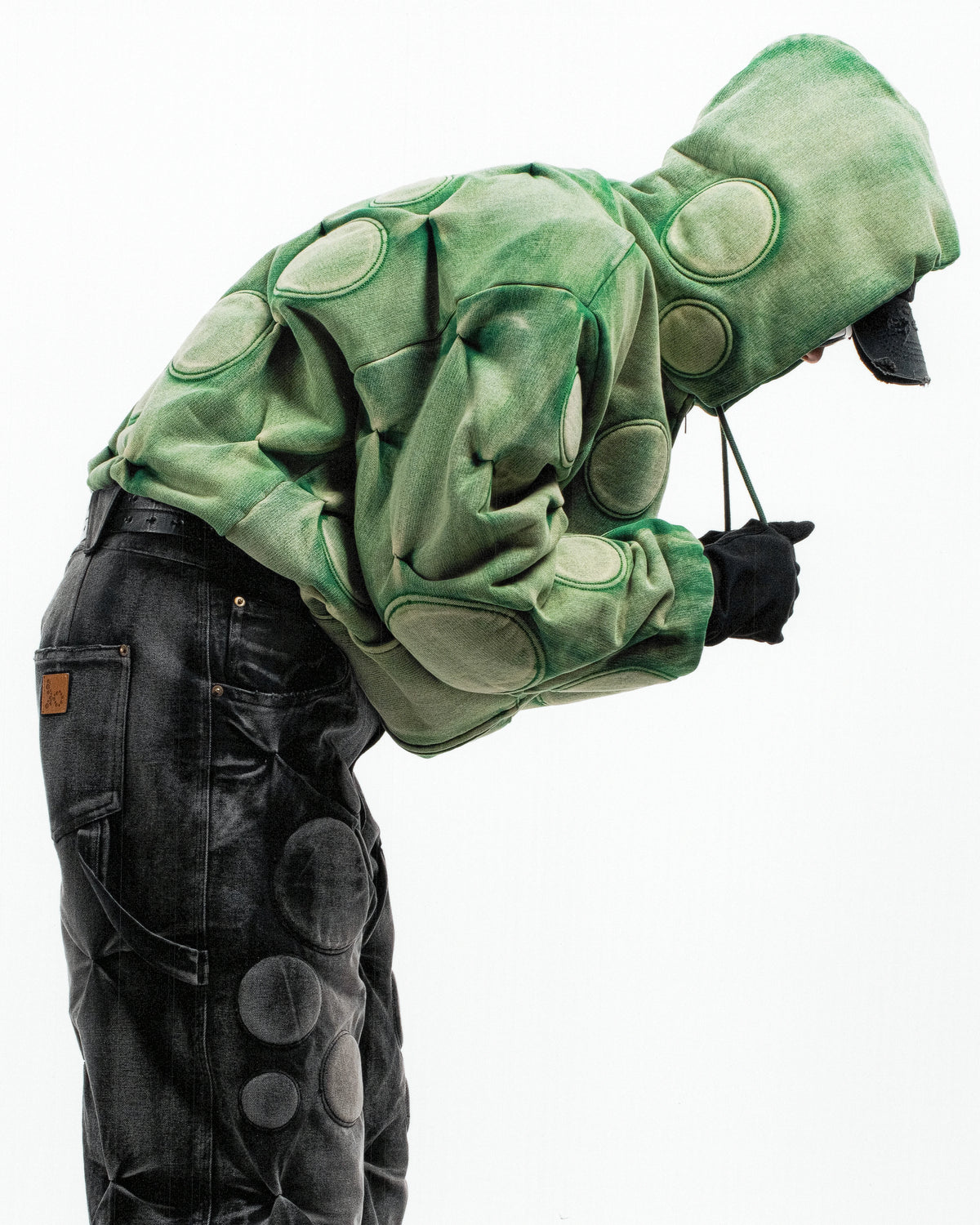 WITHERED GREEN 'OXYGEN' PADDED ZIP-UP HOODIE - BAD SON WITHERED GREEN 'OXYGEN' PADDED ZIP-UP HOODIE - BAD SON