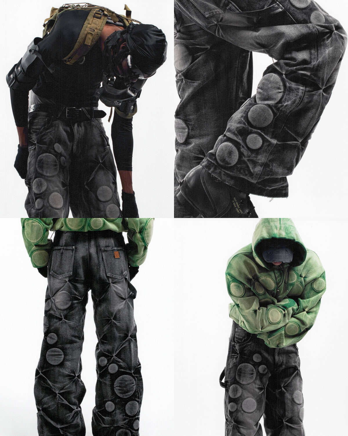 WITHERED GREEN 'OXYGEN' PADDED ZIP-UP HOODIE - BAD SON