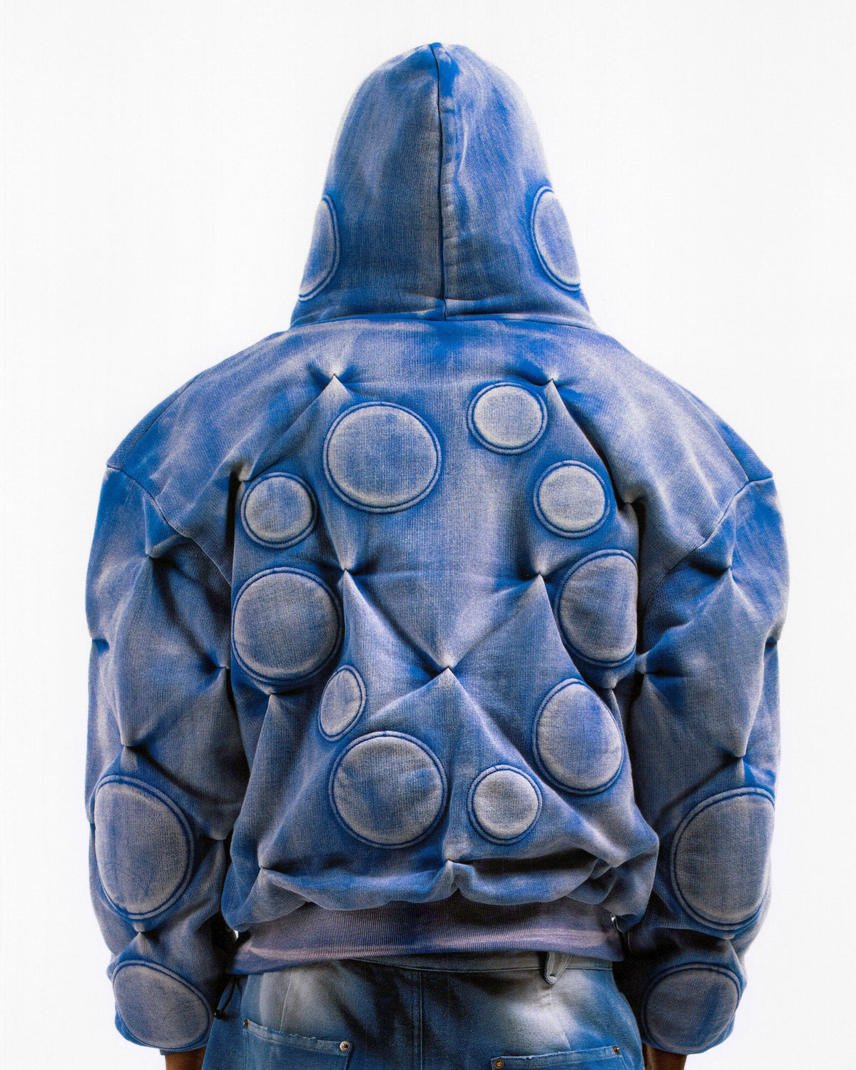 FADED COBALT 'OXYGEN' PADDED ZIP-UP HOODIE - BAD SON