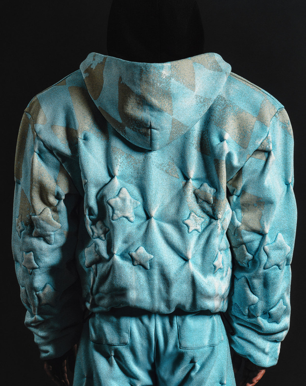 ELECTRIC BLUE 'STARFRUIT' PADDED ZIP-UP HOODIE - BAD SON