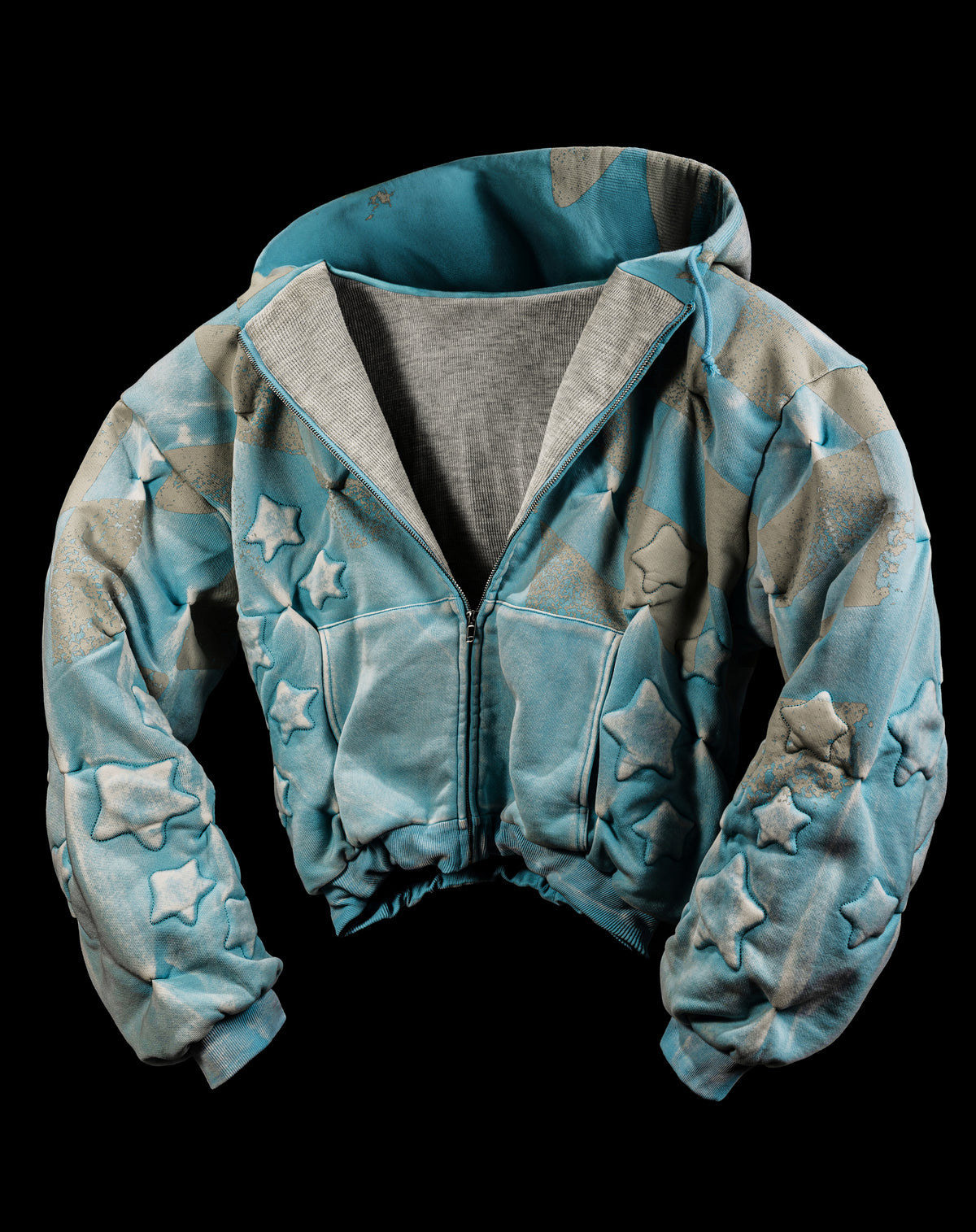 ELECTRIC BLUE 'STARFRUIT' PADDED ZIP-UP HOODIE - BAD SON